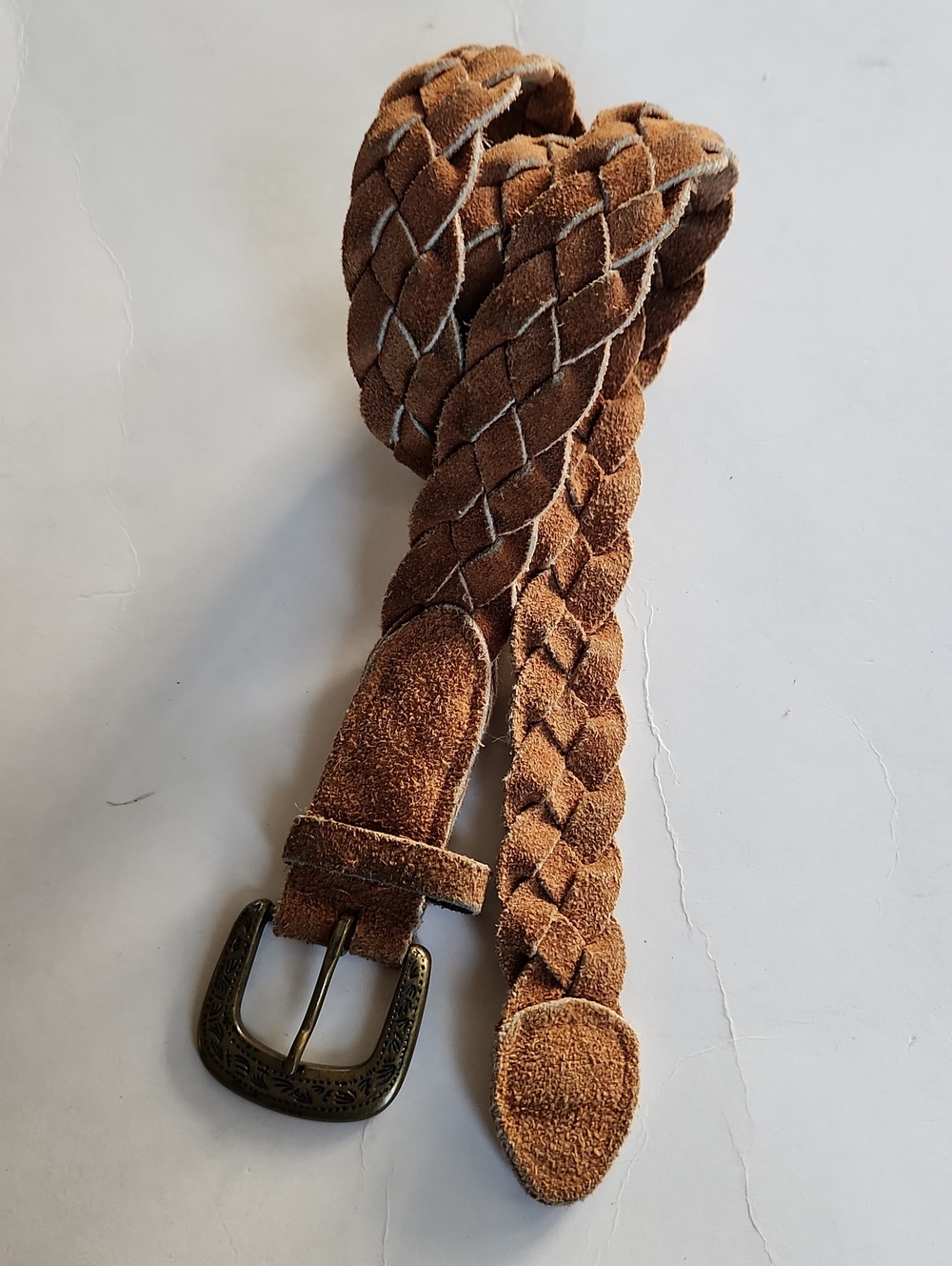 Vintge Braided Genuine Suede Belt